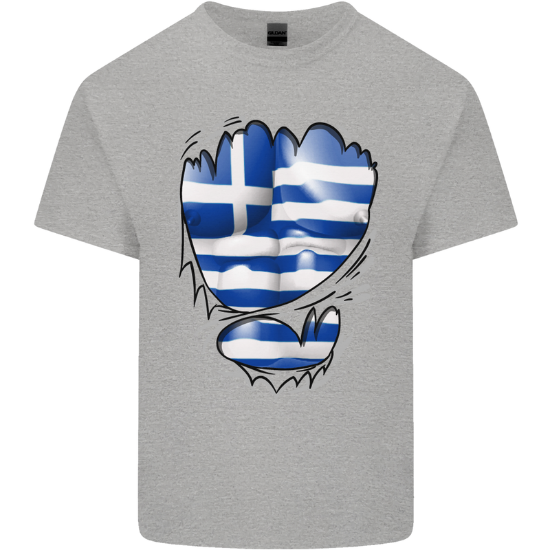 Gym The Greek Flag Ripped Muscles Greece Mens Cotton T-Shirt Tee Top Sports Grey