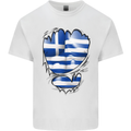Gym The Greek Flag Ripped Muscles Greece Mens Cotton T-Shirt Tee Top White