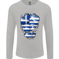 Gym The Greek Flag Ripped Muscles Greece Mens Long Sleeve T-Shirt Sports Grey