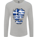 Gym The Greek Flag Ripped Muscles Greece Mens Long Sleeve T-Shirt Sports Grey