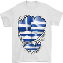 Gym The Greek Flag Ripped Muscles Greece Mens T-Shirt Cotton Gildan White