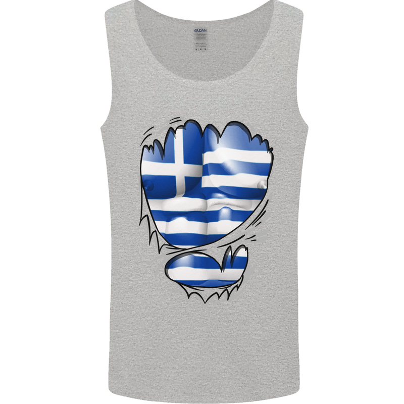 Gym The Greek Flag Ripped Muscles Greece Mens Vest Tank Top Sports Grey