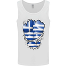 Gym The Greek Flag Ripped Muscles Greece Mens Vest Tank Top White