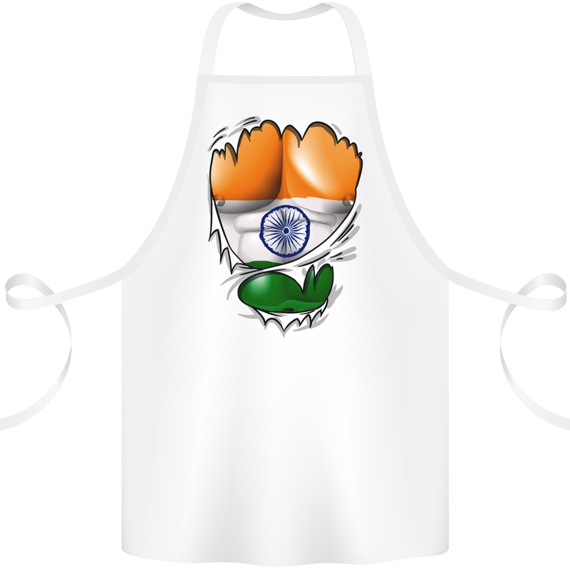 Gym The Indian Flag Ripped Muscles India Cotton Apron 100% Organic White