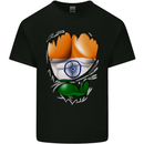 Gym The Indian Flag Ripped Muscles India Kids T-Shirt Childrens Black