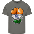 Gym The Indian Flag Ripped Muscles India Kids T-Shirt Childrens Charcoal