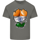 Gym The Indian Flag Ripped Muscles India Kids T-Shirt Childrens Charcoal
