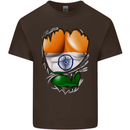 Gym The Indian Flag Ripped Muscles India Kids T-Shirt Childrens Chocolate