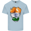 Gym The Indian Flag Ripped Muscles India Kids T-Shirt Childrens Light Blue