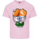 Gym The Indian Flag Ripped Muscles India Kids T-Shirt Childrens Light Pink