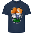 Gym The Indian Flag Ripped Muscles India Kids T-Shirt Childrens Navy Blue