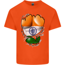 Gym The Indian Flag Ripped Muscles India Kids T-Shirt Childrens Orange