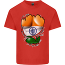 Gym The Indian Flag Ripped Muscles India Kids T-Shirt Childrens Red