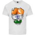 Gym The Indian Flag Ripped Muscles India Kids T-Shirt Childrens White