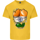 Gym The Indian Flag Ripped Muscles India Kids T-Shirt Childrens Yellow