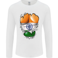 Gym The Indian Flag Ripped Muscles India Mens Long Sleeve T-Shirt White