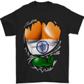 Gym The Indian Flag Ripped Muscles India Mens T-Shirt Cotton Gildan Black