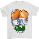 Gym The Indian Flag Ripped Muscles India Mens T-Shirt Cotton Gildan White