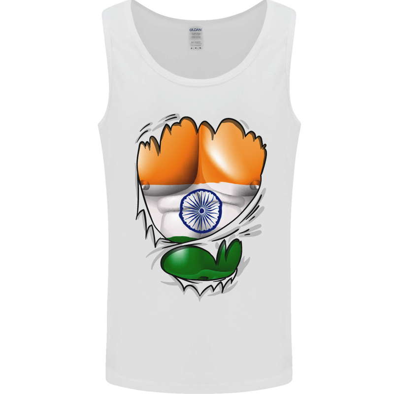 Gym The Indian Flag Ripped Muscles India Mens Vest Tank Top White