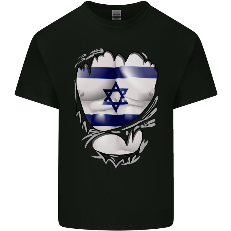 Gym The Israeli Flag Ripped Muscles Israel Kids T-Shirt Childrens Black