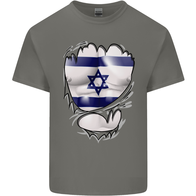 Gym The Israeli Flag Ripped Muscles Israel Kids T-Shirt Childrens Charcoal