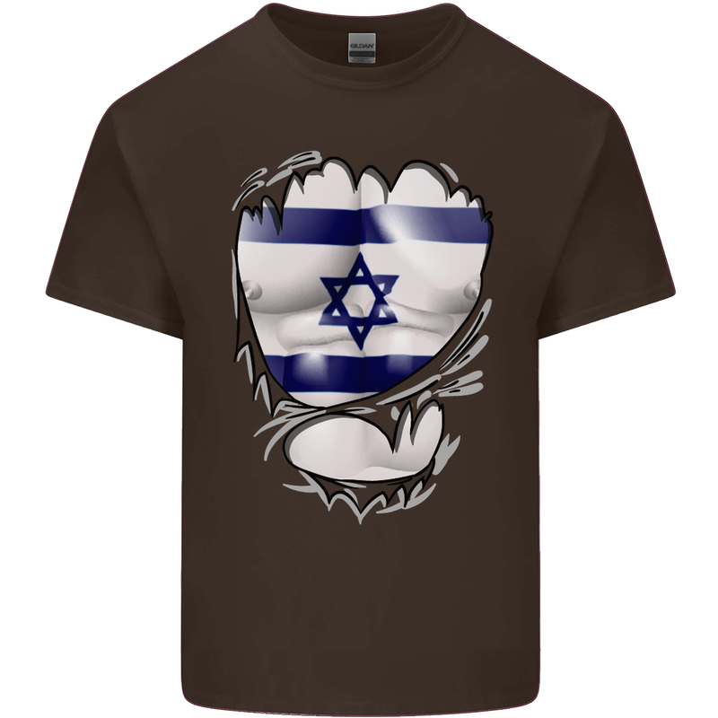 Gym The Israeli Flag Ripped Muscles Israel Kids T-Shirt Childrens Chocolate
