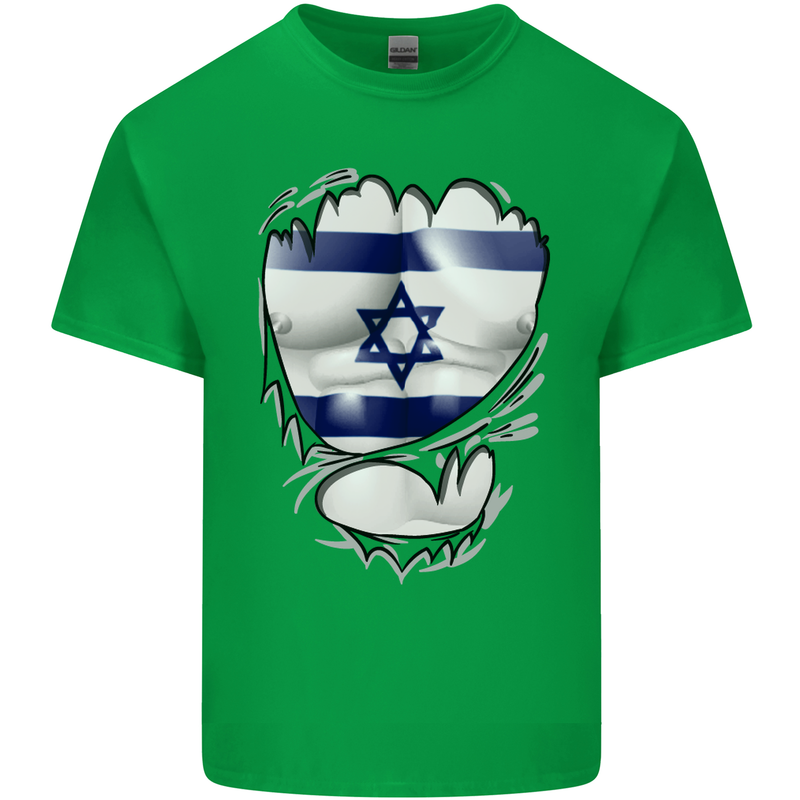 Gym The Israeli Flag Ripped Muscles Israel Kids T-Shirt Childrens Irish Green
