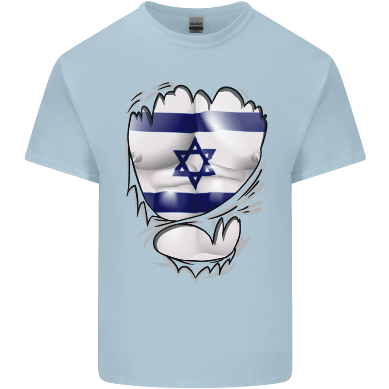 Gym The Israeli Flag Ripped Muscles Israel Kids T-Shirt Childrens Light Blue