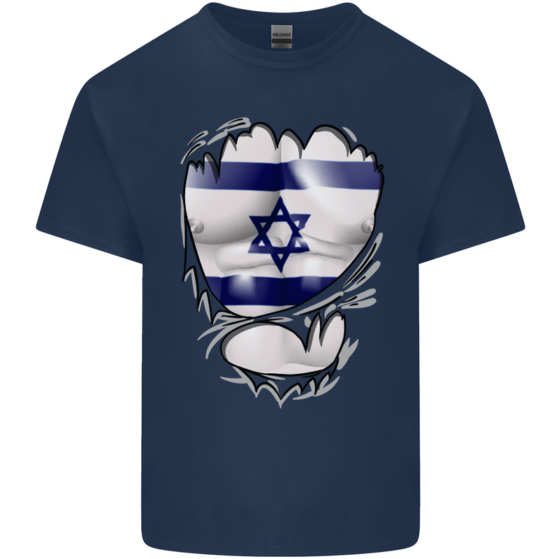 Gym The Israeli Flag Ripped Muscles Israel Kids T-Shirt Childrens Navy Blue