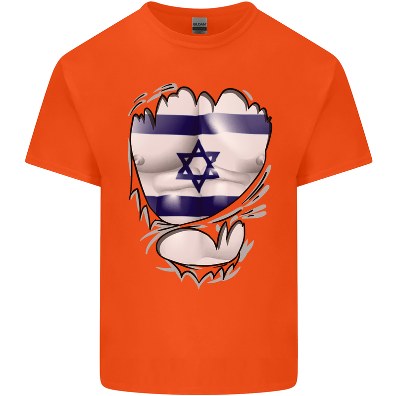 Gym The Israeli Flag Ripped Muscles Israel Kids T-Shirt Childrens Orange