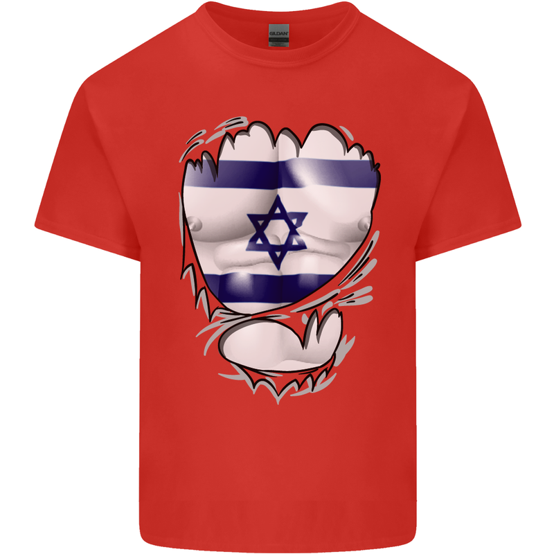 Gym The Israeli Flag Ripped Muscles Israel Kids T-Shirt Childrens Red