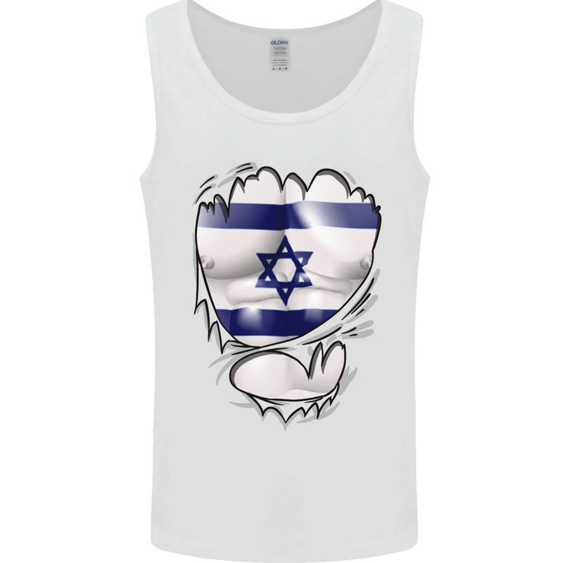 Gym The Israeli Flag Ripped Muscles Israel Mens Vest Tank Top White