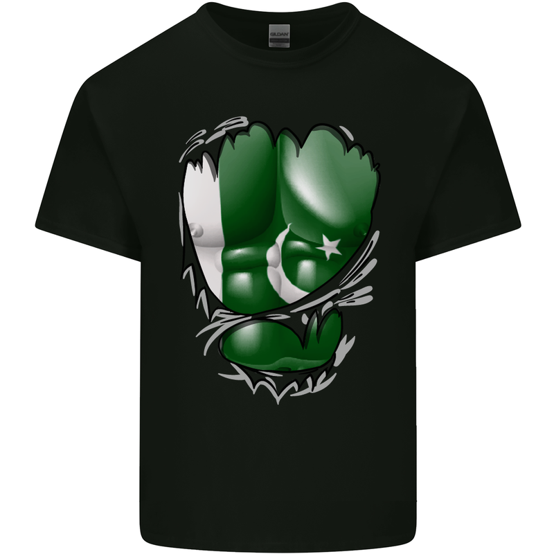 Gym The Pakistan Flag Ripped Muscles Effect Kids T-Shirt Childrens Black