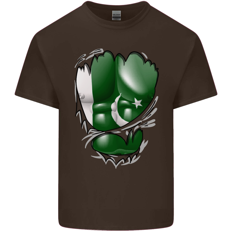 Gym The Pakistan Flag Ripped Muscles Effect Kids T-Shirt Childrens Chocolate