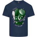 Gym The Pakistan Flag Ripped Muscles Effect Kids T-Shirt Childrens Navy Blue