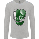 Gym The Pakistan Flag Ripped Muscles Effect Mens Long Sleeve T-Shirt Sports Grey