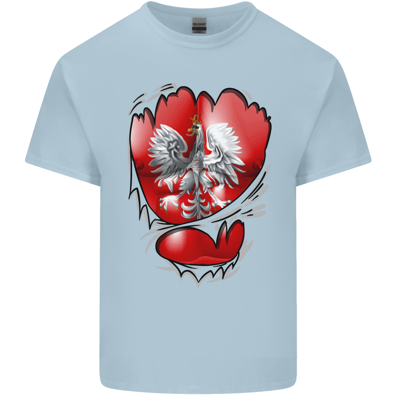 Gym The Polish Flag Ripped Muscles Poland Kids T-Shirt Childrens Light Blue