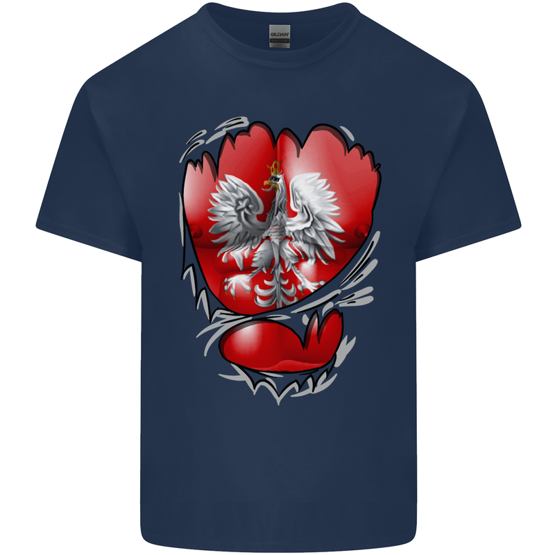 Gym The Polish Flag Ripped Muscles Poland Kids T-Shirt Childrens Navy Blue