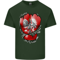 Gym The Polish Flag Ripped Muscles Poland Mens Cotton T-Shirt Tee Top Forest Green