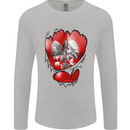 Gym The Polish Flag Ripped Muscles Poland Mens Long Sleeve T-Shirt Sports Grey