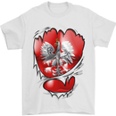 Gym The Polish Flag Ripped Muscles Poland Mens T-Shirt Cotton Gildan White