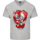 Gym The Polish Flag Ripped Muscles Poland Mens V-Neck Cotton T-Shirt Sports Grey