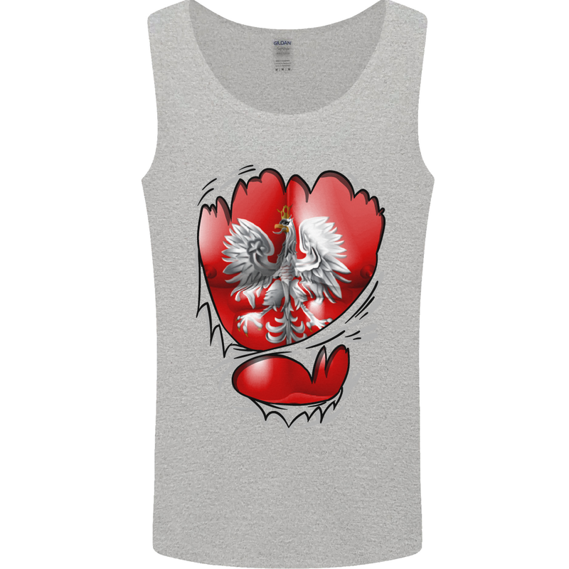 Gym The Polish Flag Ripped Muscles Poland Mens Vest Tank Top Sports Grey