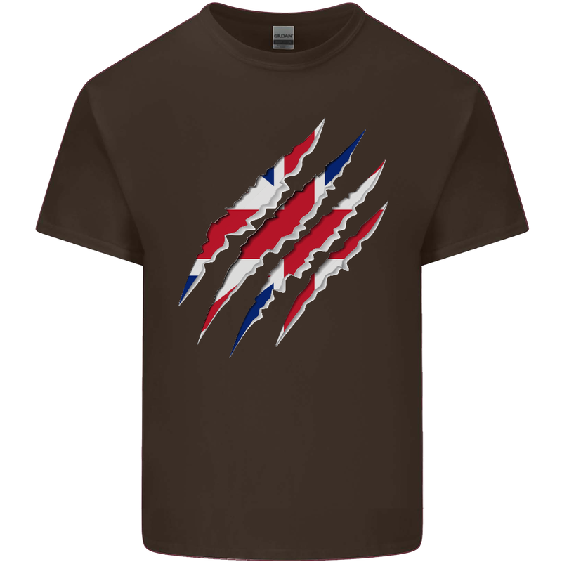 Gym The Union Jack Flag Claw Effect UK Kids T-Shirt Childrens Chocolate