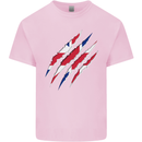Gym The Union Jack Flag Claw Effect UK Kids T-Shirt Childrens Light Pink