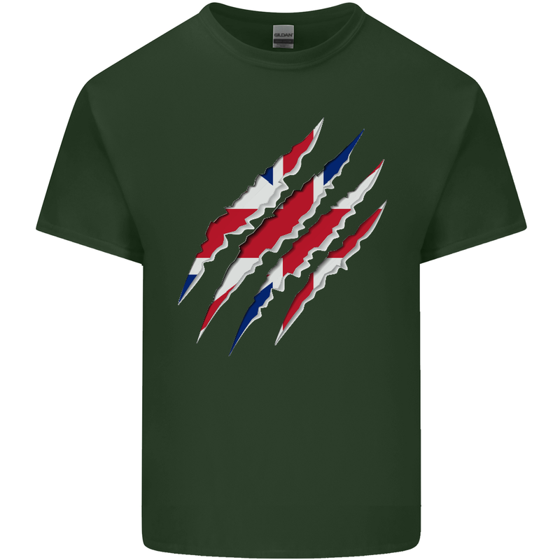 Gym The Union Jack Flag Claw Effect UK Mens Cotton T-Shirt Tee Top Forest Green