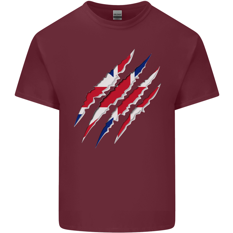 Gym The Union Jack Flag Claw Effect UK Mens Cotton T-Shirt Tee Top Maroon