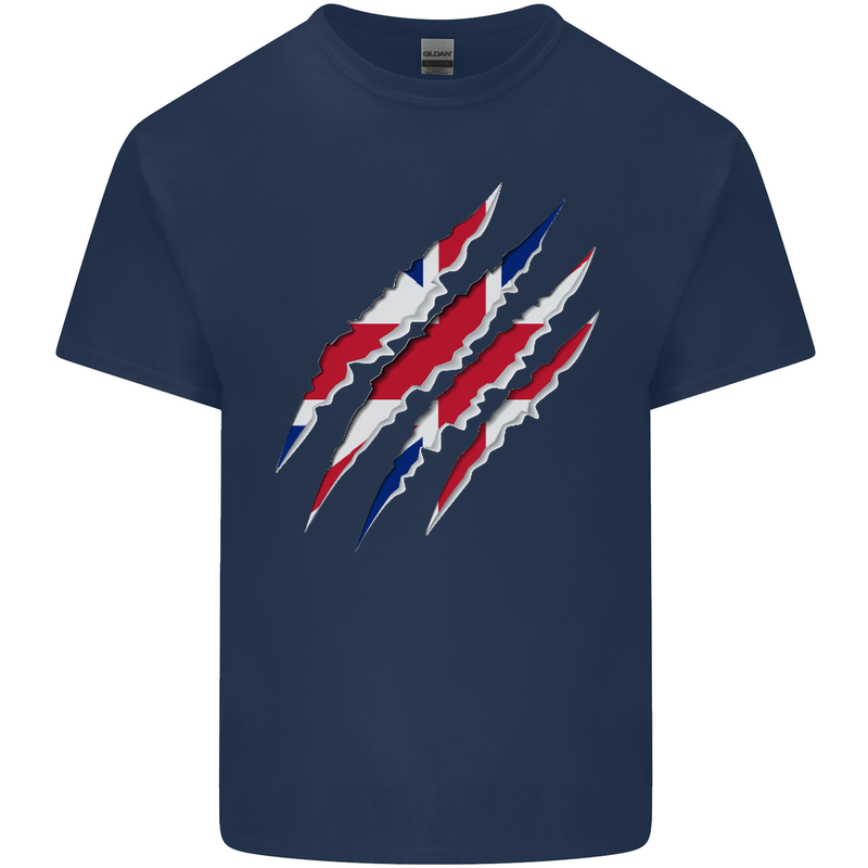 Gym The Union Jack Flag Claw Effect UK Mens Cotton T-Shirt Tee Top Navy Blue