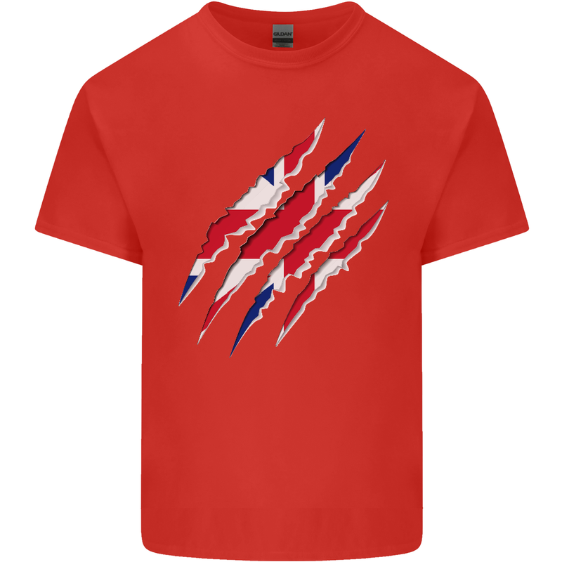 Gym The Union Jack Flag Claw Effect UK Mens Cotton T-Shirt Tee Top Red