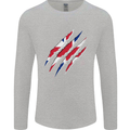 Gym The Union Jack Flag Claw Effect UK Mens Long Sleeve T-Shirt Sports Grey